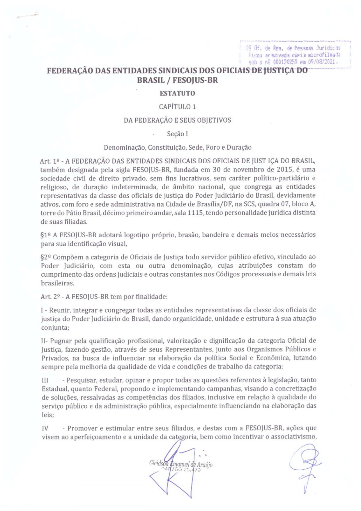 ESTATUTO FEDERAÇÃO DAS ENTIDADES SINDICAIS DOS OFICIAIS DE JUSTIÇA DO BRASIL - FESOJUS-BR_compressed_pages-to-jpg-0001