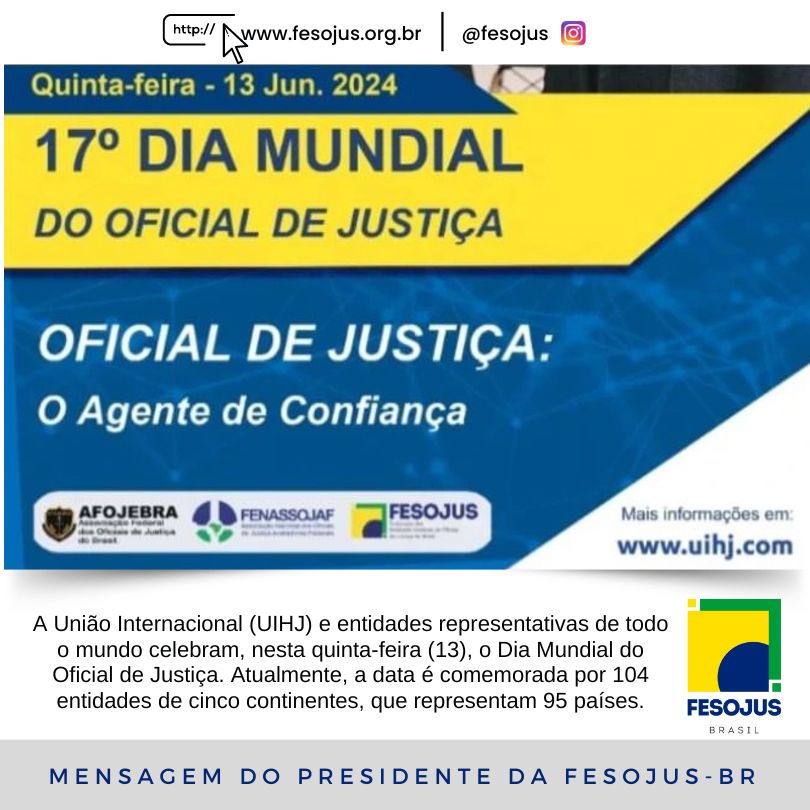 No momento, você está visualizando Dia Mundial do Oficial de Justiça